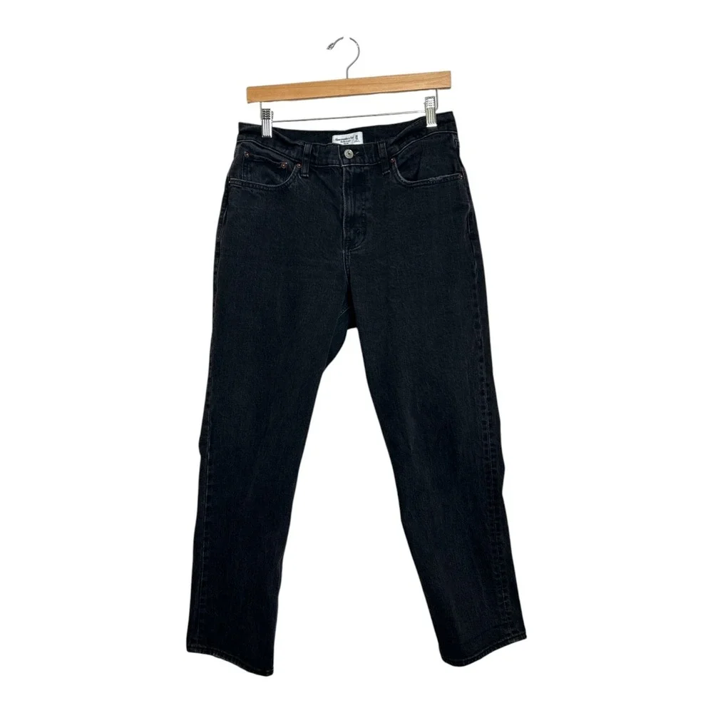 Abercrombie & Fitch The 90s Straight Mid Rise Black‎ Denim Jeans 30/10s